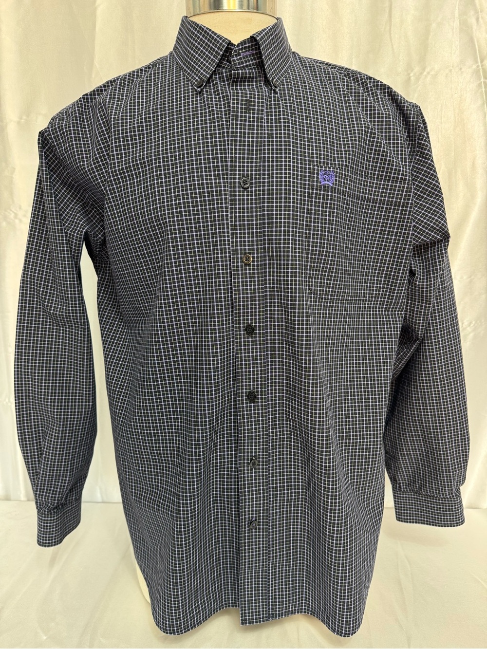 Cinch Purple Black White Checkered Geometric Matrix Western Button Down Shirt